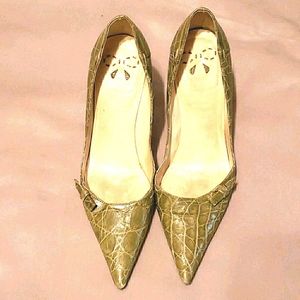 Franco Fieramosca Green Croc-print Pumps 7.5